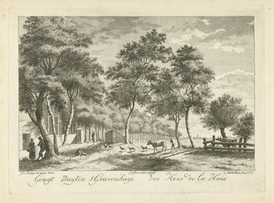 Paisaje en las cercanías de La Haya Gezigt buyten La Haya (título sobre el objeto) de Jacob Groenendijk