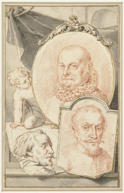 Retratos de Roelant Savery, Frans Snijders y Theodoor Rombouts de Jacob Houbraken