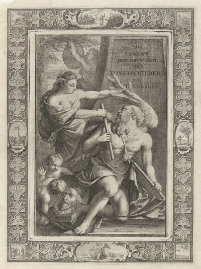 La imaginación doma al padre tiempo Página de título para: J.C. Weyerman. Las descripciones de vida de los pintores de arte y pintores de arte holandeses, 1729 de Jacob Houbraken