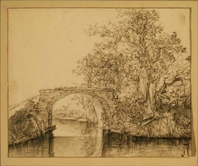Paisaje con un puente de piedra de Jacob van Ruisdael