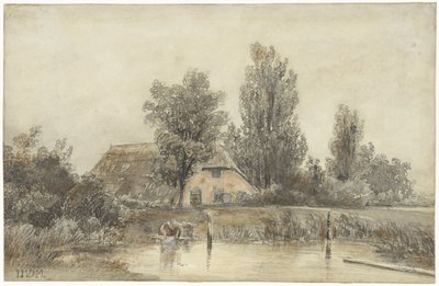 Casa de campo y una mujer de cera de Jacob Jan van der Maaten