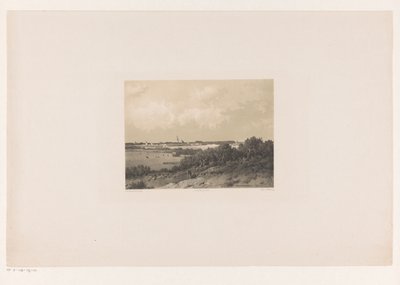 Paisaje con pueblo en el horizonte de Jacob Jan van der Maaten