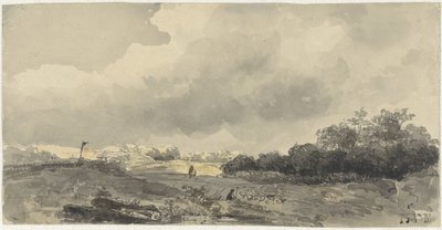 Paisaje con pastor bajo una fuerte nubosidad de Jacob Jan van der Maaten