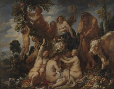 Aqueloo derrotado por Hércules. El origen de la cornucopia. (Alegoría de la fertilidad) de Jacob Jordaens