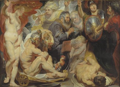 Alegoría sobre la ciencia. Minerva y Cronos protegen la ciencia contra la envidia y la ignorancia de Jacob Jordaens