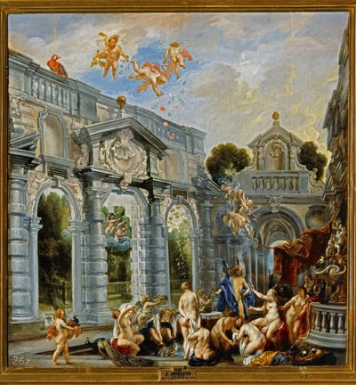 Diosas y ninfas después de un baño ... (pintura sobre lienzo) de Jacob Jordaens