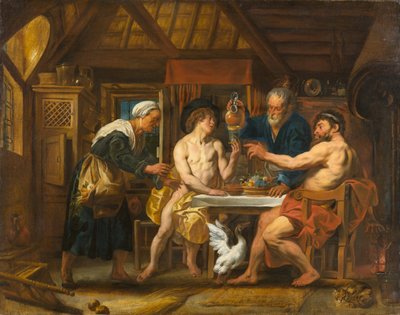 Júpiter y Mercurio en la Casa de Filemón y Baucis, circa 1645 de Jacob Jordaens