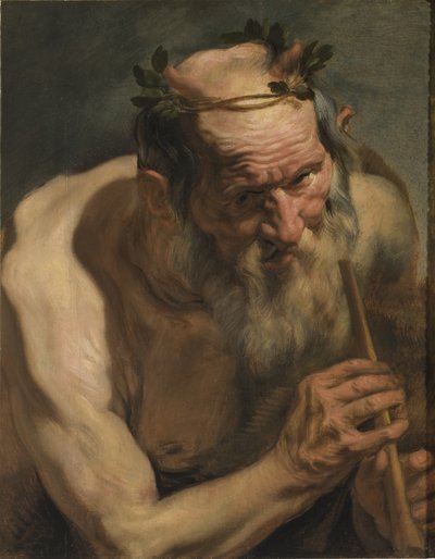 Viejo sátiro sosteniendo una flauta, c.1620 de Jacob Jordaens
