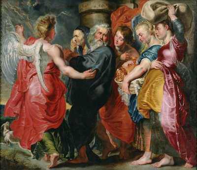 La huida de Lot y su familia de Sodoma, después de Rubens, c. 1618 de Jacob Jordaens