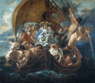 La Sagrada Familia y otros huyen a Egipto de Jacob Jordaens