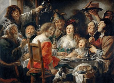 El rey bebe, o comida familiar en la fiesta de la Epifanía de Jacob Jordaens