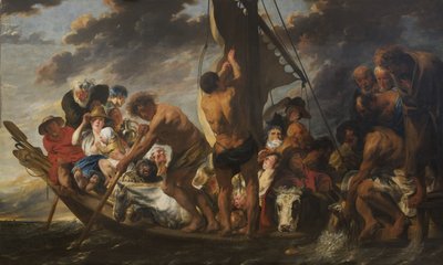 El dinero del tributo. Pedro encontrando la moneda de plata en la boca del pez. También llamado "El ferry a Amberes" de Jacob Jordaens