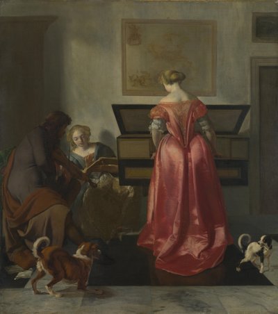 Dos mujeres y un hombre haciendo música, ca 1675 de Jacob Lucasz. Ochtervelt