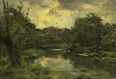 Paisaje con barcaza de Jacob Maris