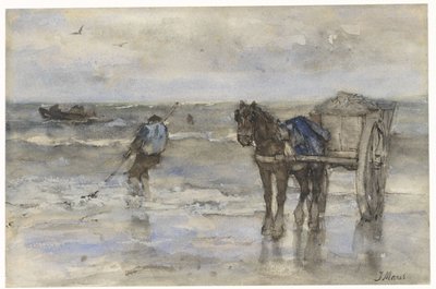 Pescador de conchas en la playa de Jacob Maris