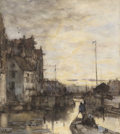 Paisaje urbano de noche de Jacob Maris
