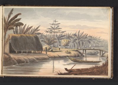 Plantación Visserszorg con campo de plátanos
Campo de plátanos Visserszorg (título en el objeto)
Álbum de dibujos de Surinam, p.9 (50) (título de la serie) de Jacob Marius Adriaan Martini van Geffen