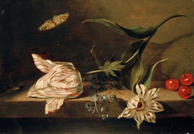 Naturaleza muerta con flores sobre una mesa de Jacob Marrel