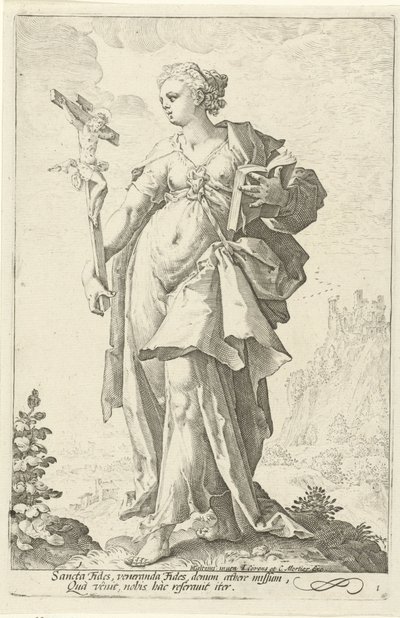 Fe (Fides) Las virtudes (título de la serie) de Jacob Matham (attributed to)