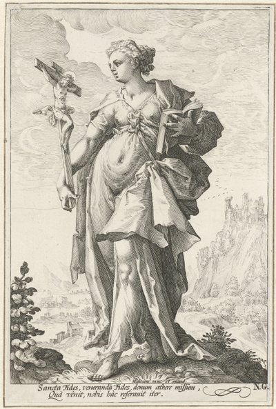 Fe (Fides) Las virtudes (título de la serie) de Jacob Matham (attributed to)