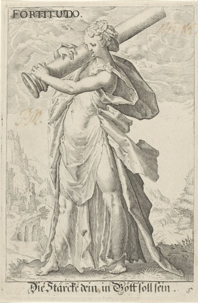 Kracht (Fuerza) Fortaleza (título sobre el objeto) de Jacob Matham (attributed to)