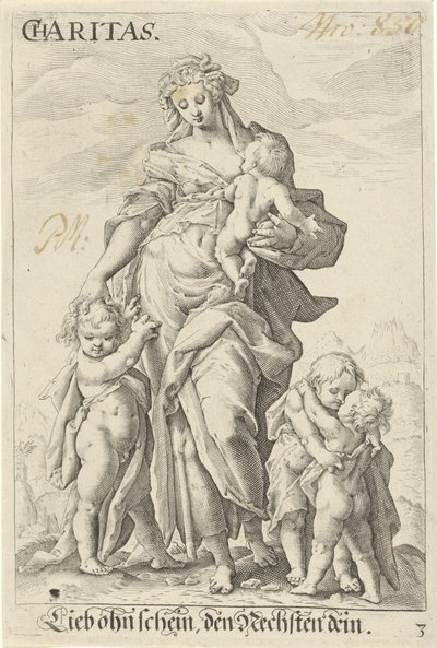 Liefde (Caridad) Caridad (título sobre el objeto) de Jacob Matham (attributed to)