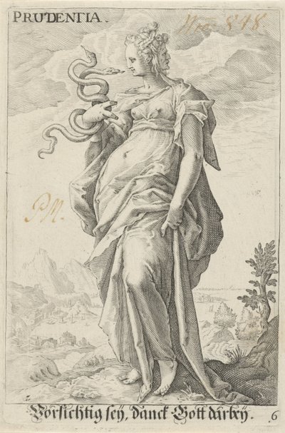 Precaución (Prudencia) Prudentia (título sobre objeto) de Jacob Matham (attributed to)