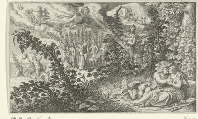 Baco y Ariadna como amantes de Jacob Matham