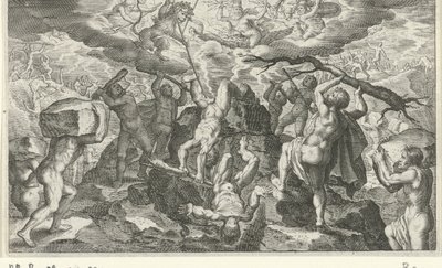 Bacchus ayuda a derrotar a los titanes de Jacob Matham