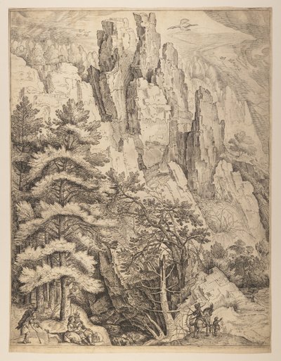 Paisaje de Bohemia con parejas y cazadores (placa izquierda) de Jacob Matham