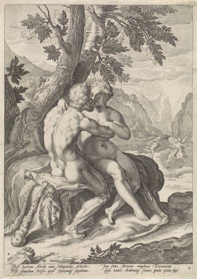 Hércules y Deyanira Amores de los dioses (título de la serie) de Jacob Matham