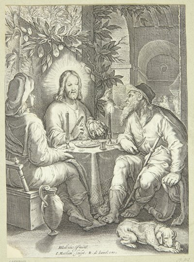 Jesús en Emaús de Jacob Matham