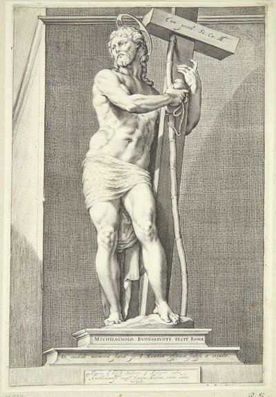 Jesús de pie con la cruz de Jacob Matham