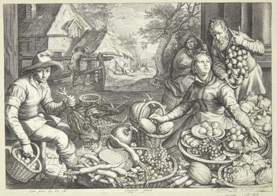 Escena de mercado de Jacob Matham