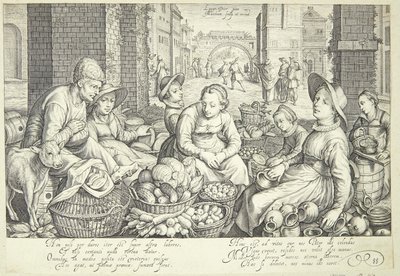 Escena de mercado en una ciudad de Jacob Matham
