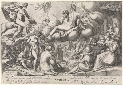 Mañana (Aurora) Avrora (título sobre objeto) Los cuatro momentos del día (título de la serie) de Jacob Matham