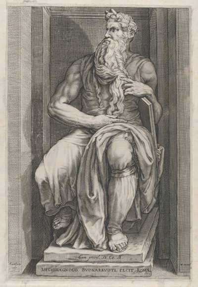 Speculum Romanae Magnificentiae: Moisés según la escultura de Miguel Ángel, siglo XVI de Jacob Matham