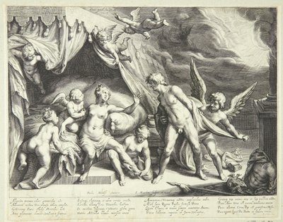 Venus y Marte descubiertos por Apolo de Jacob Matham