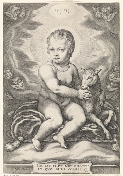 Niño Jesús sentado con cordero de Jacob Matham