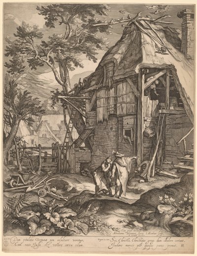 Abraham expulsando a Agar de Jacob Matham, after Abraham Bloemaert