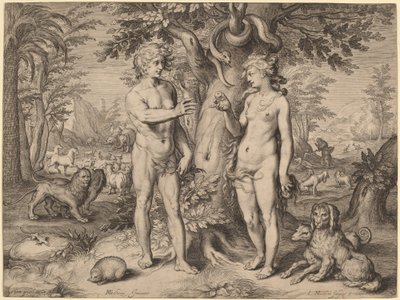 La caída del hombre de Jacob Matham, after Hendrik Goltzius