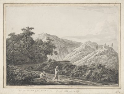 Vista cerca del Molino mirando hacia Licenza: Villa de Horacio a la izquierda, 1783 de Jacob More