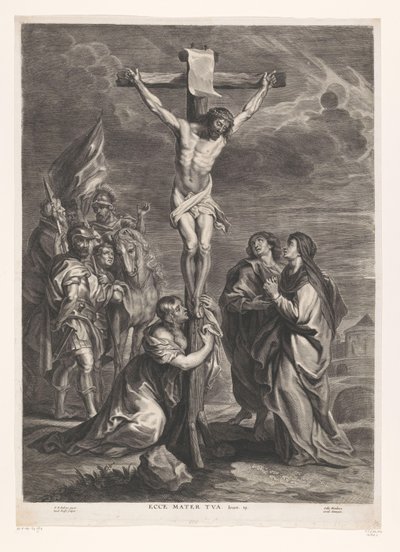 Cristo en la cruz Ecce mater tua (título sobre objeto) de Jacob Neefs