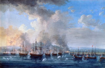 La batalla ruso-turca en el castillo de Damietta en 1770, 1770-1772 de Jacob Philip Hackert