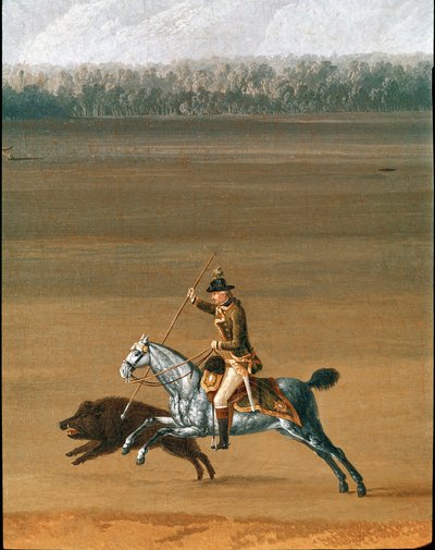 Fernando IV cazando jabalíes en la finca de Cassano (detalle) de Jacob Philippe Hackert