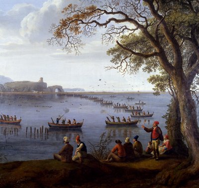 Fernando IV cazando fochas en el Lago Fusaro, por Jacob Philipp Hackert (1737-1807), detalle de Jacob Philippe Hackert