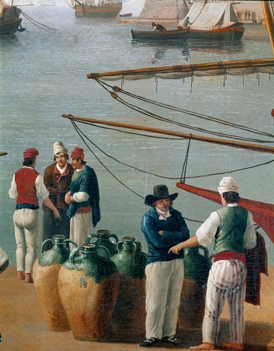 Pescadores y comerciante de aceite de oliva en Nápoles, Italia de Jacob Philippe Hackert