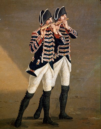 Músicos de la Orquesta Borbónica (detalle) de Jacob Philippe Hackert
