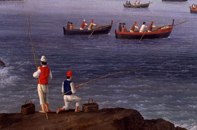 La Bahía de Nápoles cerca de Santa Lucía mostrando las flotas navales regresando de Argel de Jacob Philippe Hackert