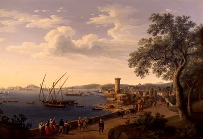 El puerto de Gaeta, el muelle y la fortaleza, por Jacob Philipp Hackert de Jacob Philippe Hackert
